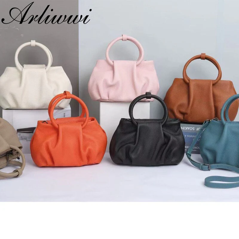 Arliwwi Real Leather Tote Handbags For Women Solid Colors High Quality Top Layer Cowhide Bags New Fashion Drop Shipping - Image 9