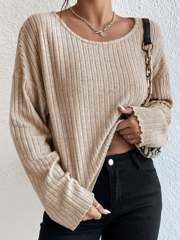 Autumn Fashion Thread Pullover T-shirt Long Sleeve Knitwear - Image 4