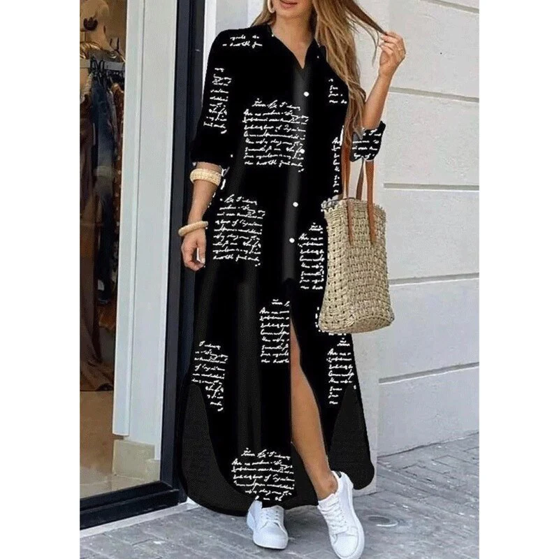 Sexy Long Dress Long Sleeve Shirt Women's Denim Long Dress Pocket Button Shirt - Image 8