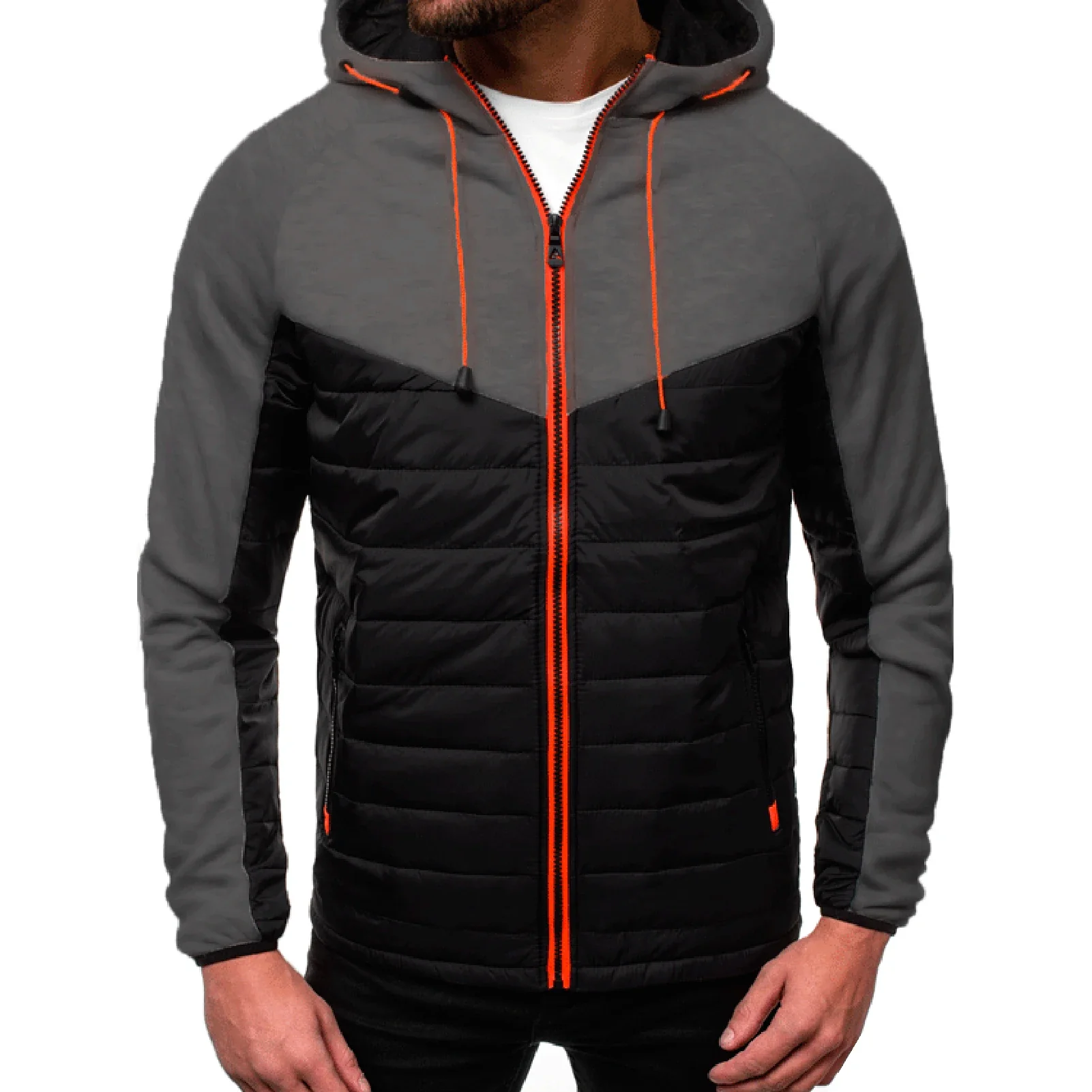 Autumn Winter Jacket Men Color Block Zipper Hooded Jackets Male Coat Casual Warm Mens Jacket Hooded Coat Men Jacket veste homme - Image 6