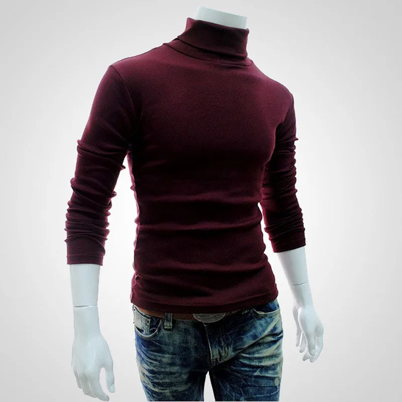 Autumn Winter Men's Sweater Mens Turtleneck Solid Color Pullovers Men Clothing Slim Fit Male Knitted Sweaters pull homme MY277 - Image 8