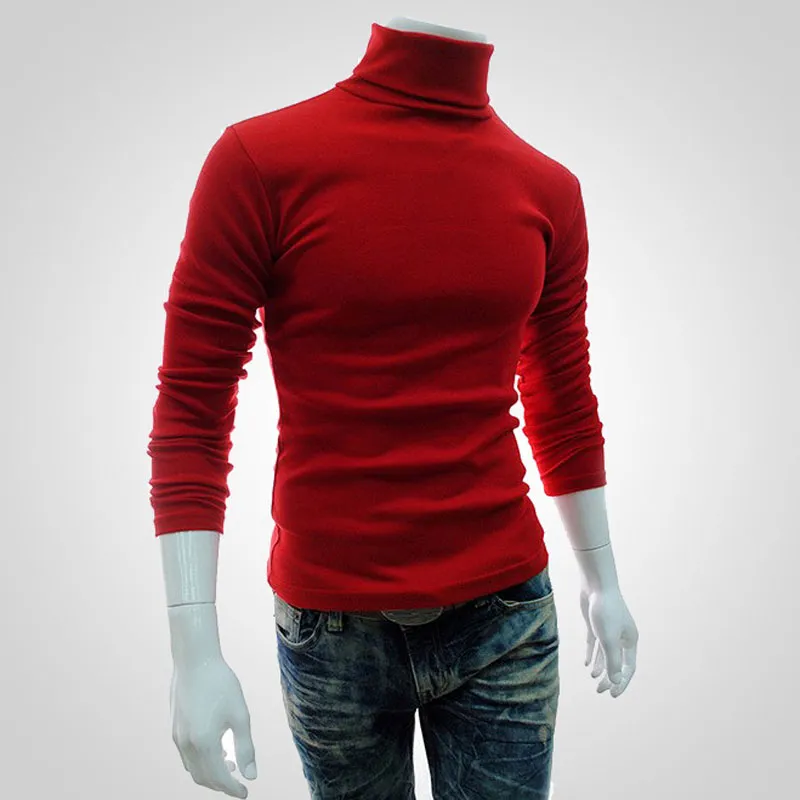 Autumn Winter Men's Sweater Mens Turtleneck Solid Color Pullovers Men Clothing Slim Fit Male Knitted Sweaters pull homme MY277 - Image 9