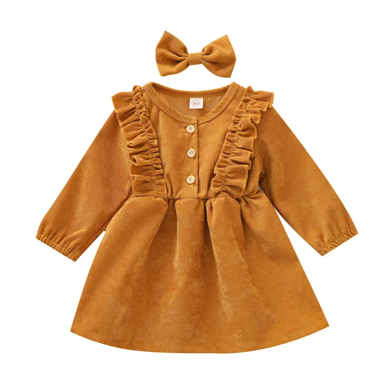 Autumn Winter Toddler Baby Girls Dress Long Sleeve Ruffles Princess Dress Kids Corduroy Pleated Fashion Children Casual Dress - Image 10