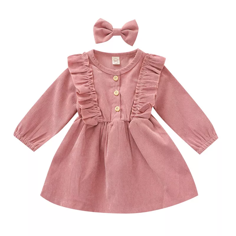 Autumn Winter Toddler Baby Girls Dress Long Sleeve Ruffles Princess Dress Kids Corduroy Pleated Fashion Children Casual Dress - Image 8