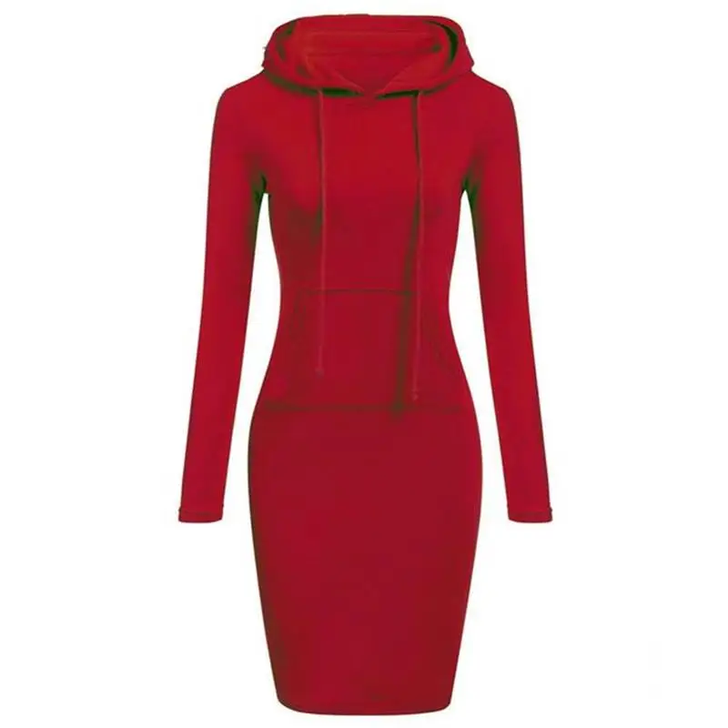 Autumn Winter Women Sportswear Hoodies Long dress Sweatshirts Patchwork Fashion Pullovers Pocket Hoodie Causal  Female Clothing - Image 3