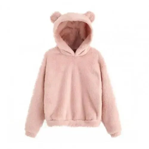 Autumn Winter Women's Hoodies Winter Women Long Sleeve Rabbit Ear Hood Sweatshirt Cute Plush Warm Casual Hoodie Tops - Image 10