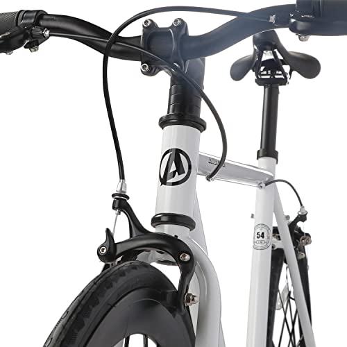 AVASTA Single-Speed Fixed Gear Urban Commuter Bike for Women and Men, Lightweight Unisex Fixie Bike, Flat Handlebar Flip Flop Hub City Road Bicycle, 50 White - Image 5