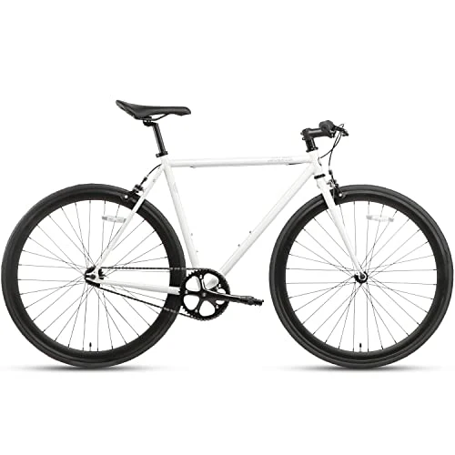 AVASTA Single-Speed Fixed Gear Urban Commuter Bike for Women and Men, Lightweight Unisex Fixie Bike, Flat Handlebar Flip Flop Hub City Road Bicycle, 50 White - Image 6