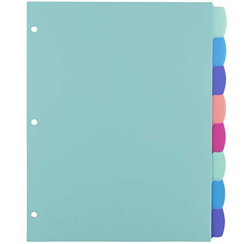 Avery Durable Plastic 8-Tab Write & Erase Big Tab Dividers for 3 Ring Binders, Pastel Brights (16271) - Image 7
