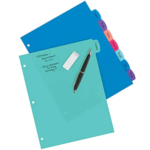 Avery Durable Plastic 8-Tab Write & Erase Big Tab Dividers for 3 Ring Binders, Pastel Brights (16271) - Image 8