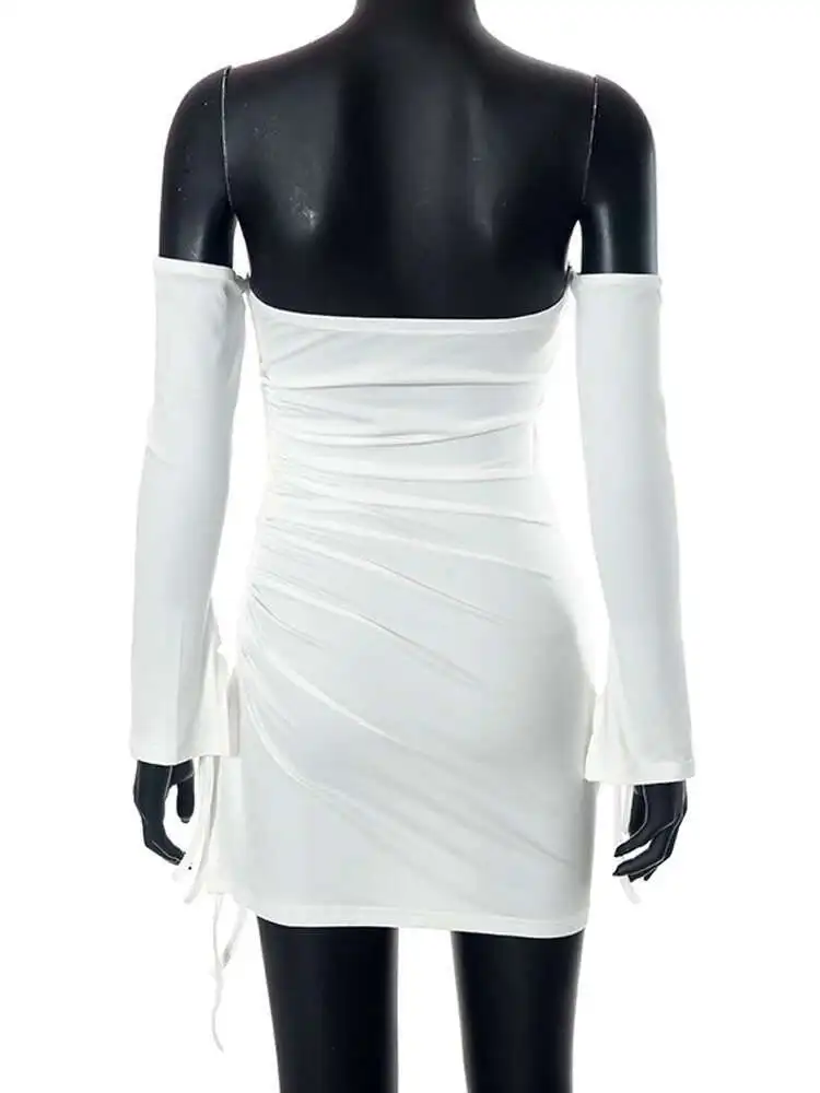 Avrilyaan White Strapless Backless Sexy Dress Women Drawstring Bodycon Summer Dress Vestidos Elegant Night Club Party Dresses - Image 5