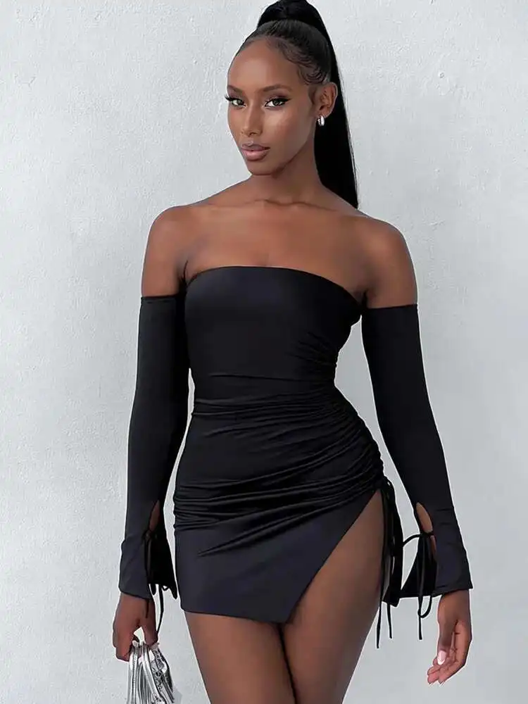 Avrilyaan White Strapless Backless Sexy Dress Women Drawstring Bodycon Summer Dress Vestidos Elegant Night Club Party Dresses - Image 6