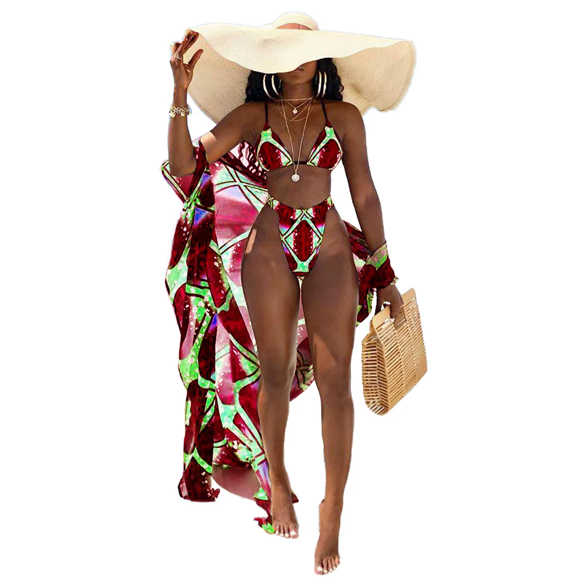 BA687 Trending floral product good quality sexy cute beach clothes 3 pieces swimwear bikinis 2022 - Image 5