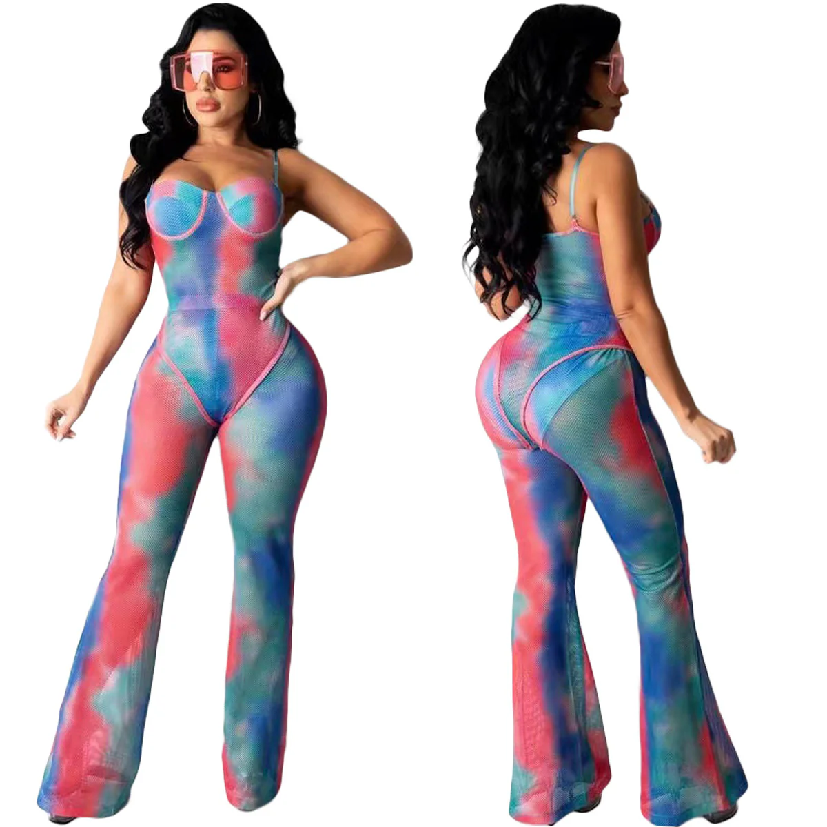BA697 2022 Spring new arrival fashion Summer cute 2 piece pants tie dye jumpsuit sets women boho