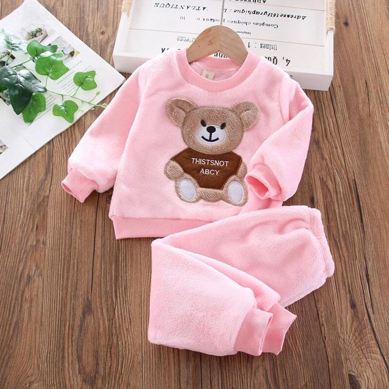 Baby Boys And Girls Clothing Set Tricken Fleece Children Hooded Outerwear Tops Pants 3PCS Outfits - Image 16