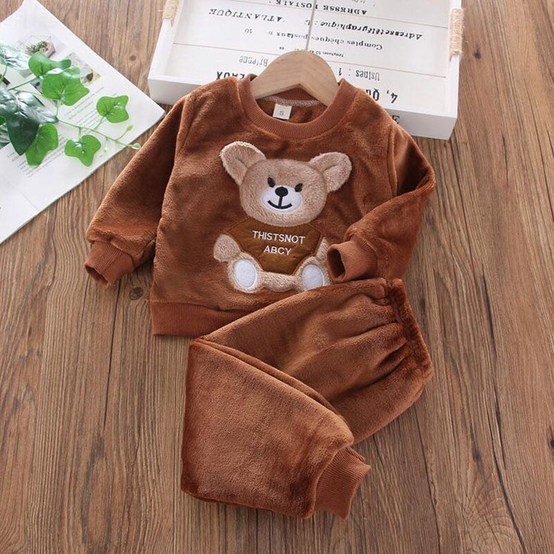 Baby Boys And Girls Clothing Set Tricken Fleece Children Hooded Outerwear Tops Pants 3PCS Outfits - Image 18