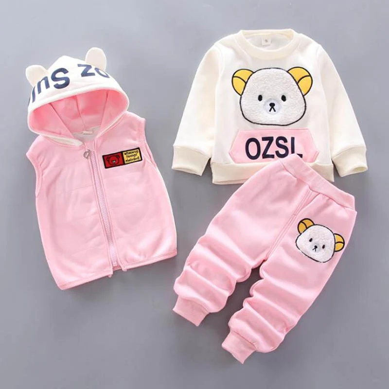 Baby Boys And Girls Clothing Set Tricken Fleece Children Hooded Outerwear Tops Pants 3PCS Outfits - Image 20