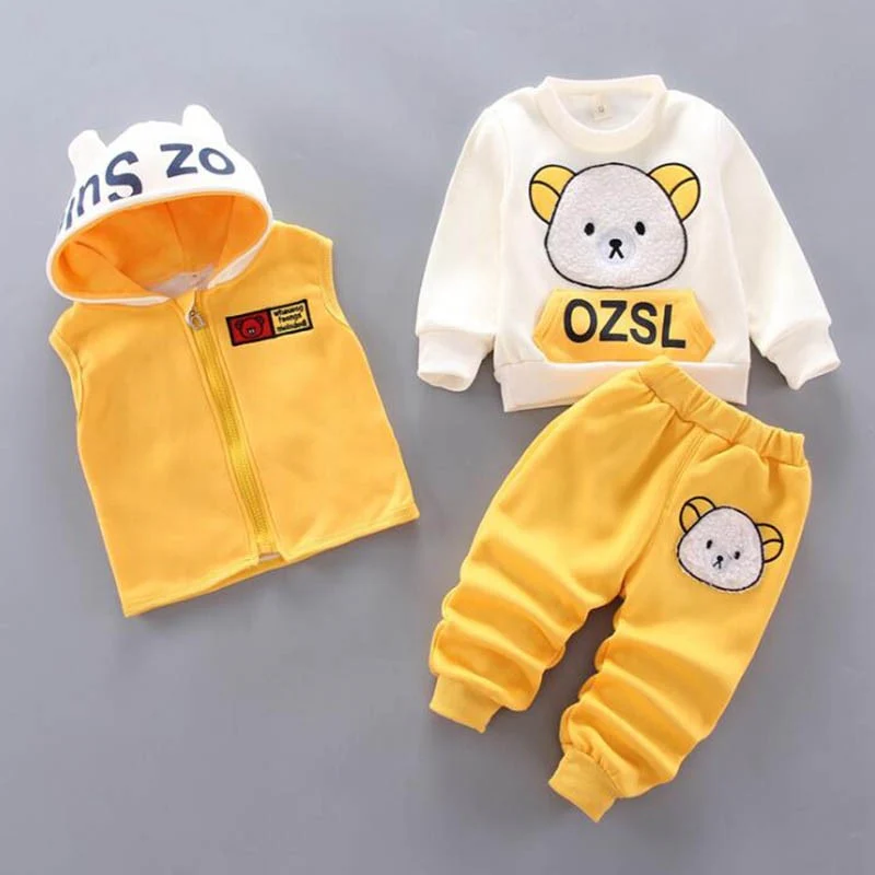 Baby Boys And Girls Clothing Set Tricken Fleece Children Hooded Outerwear Tops Pants 3PCS Outfits - Image 24