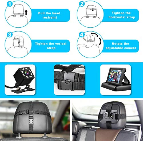 Baby Car Mirror, 4.3'' HD Night Vision Function Car Mirror Display, Safety Car Seat Mirror Camera Monitored Mirror with Wide Crystal Clear View, Aimed at Baby, Easily Observe The Baby’s Move - Image 5