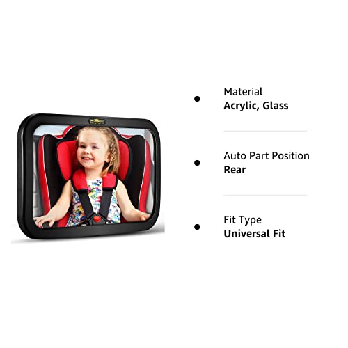 Baby Car Mirror, DARVIQS Seat Safely Monitor Infant Child in Rear Facing Seat, Wide View Shatterproof Adjustable Acrylic 360°for Backseat, Crash Tested and Certified for Safety - Image 2