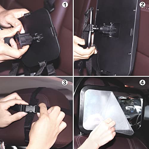 Baby Car Mirror, DARVIQS Seat Safely Monitor Infant Child in Rear Facing Seat, Wide View Shatterproof Adjustable Acrylic 360°for Backseat, Crash Tested and Certified for Safety - Image 4