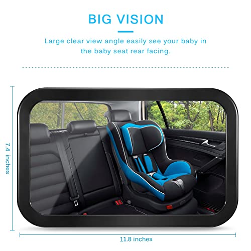 Baby Car Mirror, DARVIQS Seat Safely Monitor Infant Child in Rear Facing Seat, Wide View Shatterproof Adjustable Acrylic 360°for Backseat, Crash Tested and Certified for Safety - Image 7