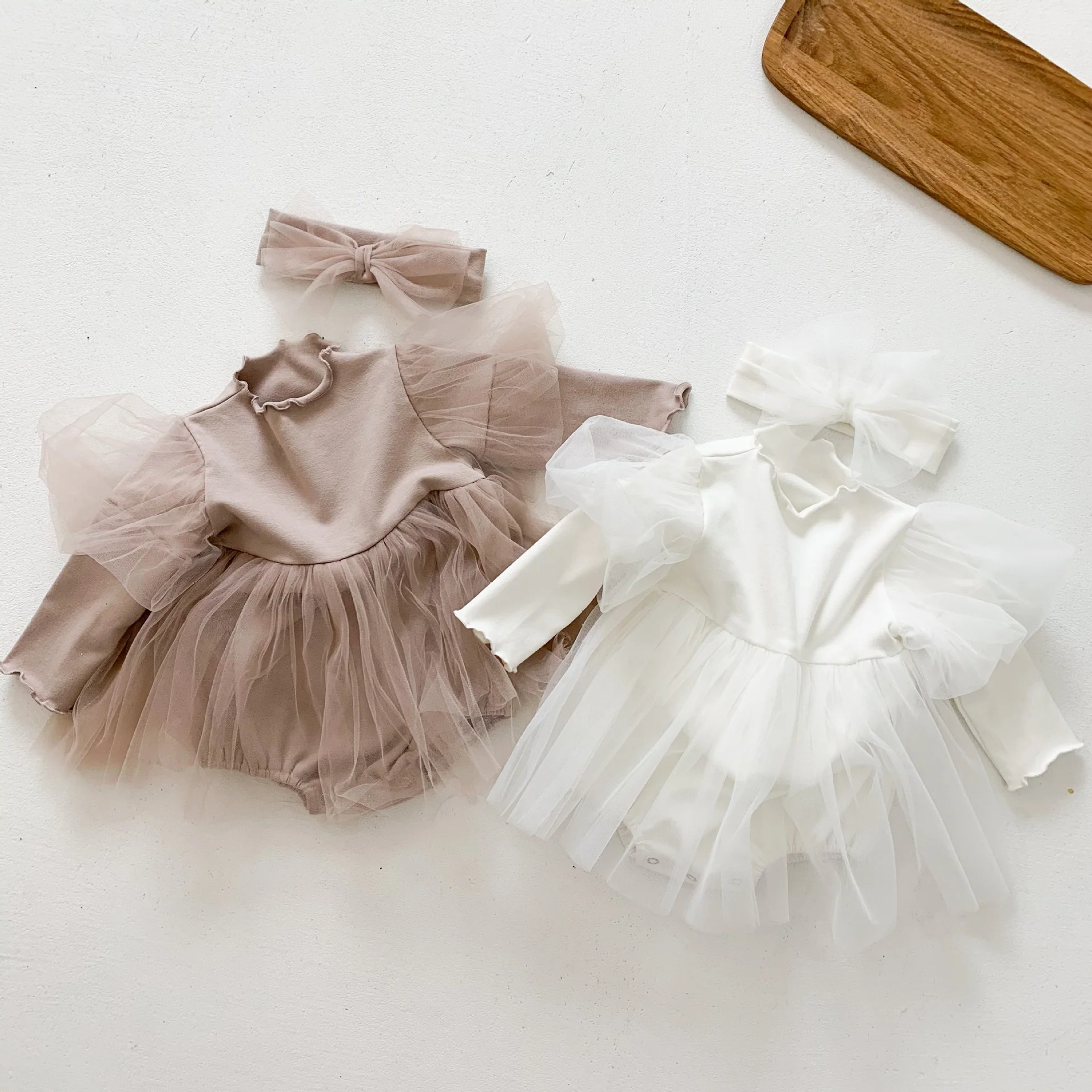 Baby Girl Long Sleeve Jumpsuit Spring Korean Version Puff Sleeve Baby Girl Clothes Dress - Image 4