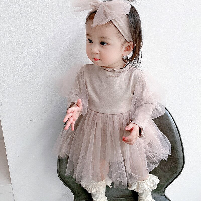 Baby Girl Long Sleeve Jumpsuit Spring Korean Version Puff Sleeve Baby Girl Clothes Dress - Image 6