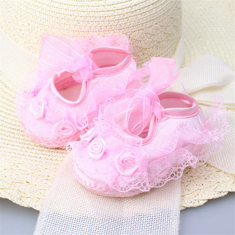 Baby Girl Shoes First Walkers Lace Floral Newborn Baby Shoes Princess Infant Shoes - Image 10