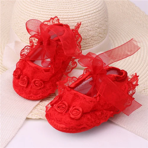 Baby Girl Shoes First Walkers Lace Floral Newborn Baby Shoes Princess Infant Shoes - Image 4