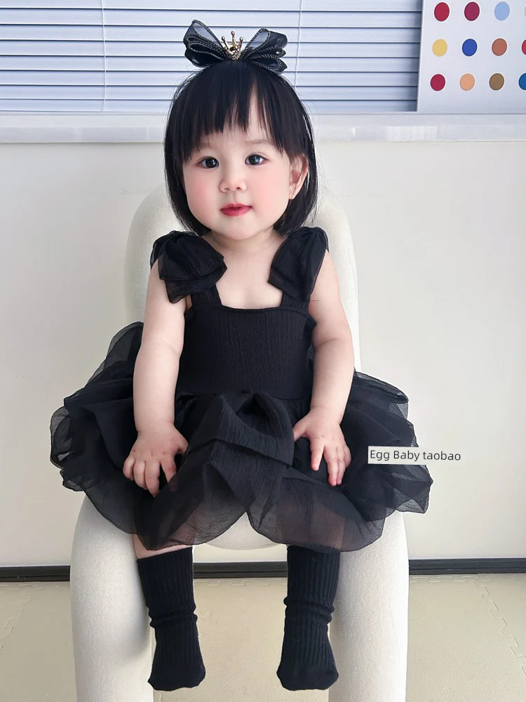 Baby Girl Summer Dress Dress Sling Princess Girl Tulle Tutu Skirt Western Style Baby One One Year Old Celebration Dress Summer - Image 3