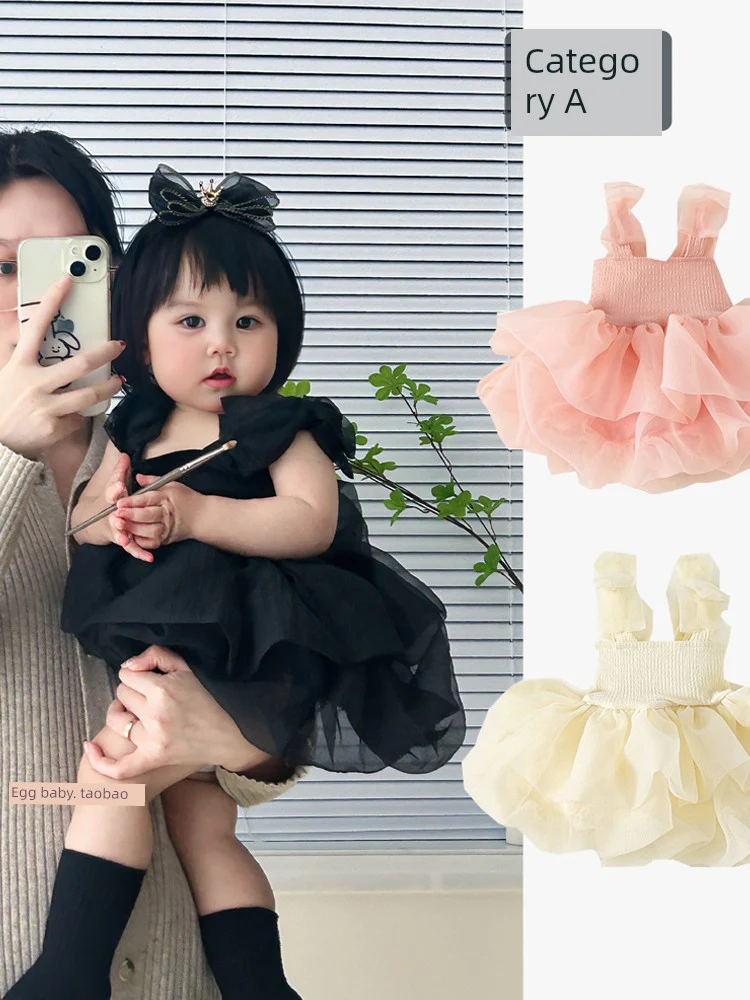 Baby Girl Summer Dress Dress Sling Princess Girl Tulle Tutu Skirt Western Style Baby One One Year Old Celebration Dress Summer - Image 5
