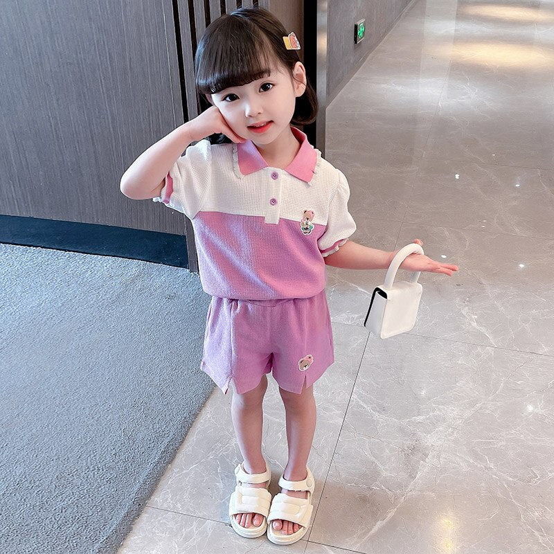 Baby Girls Clothing Sets Summer Children T Shirt Shorts 2 Pieces Suit - Image 2