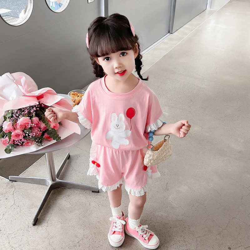 Baby Girls Clothing Sets Summer Children T Shirt Shorts 2 Pieces Suit - Image 4