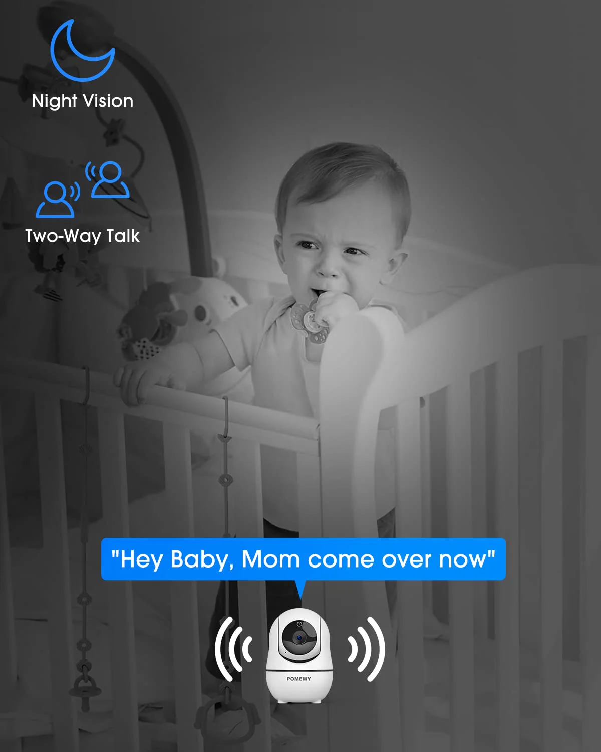 Baby Monitor with Camera and Audio - 5” Display Video Baby Monitor with 29 Hour Battery Life, Remote Pan & Tilt, 2X Zoom,Auto Night Vision, 2 Way Talk, Temperature Sensor,Lullabies,960 Feet Range - Image 3