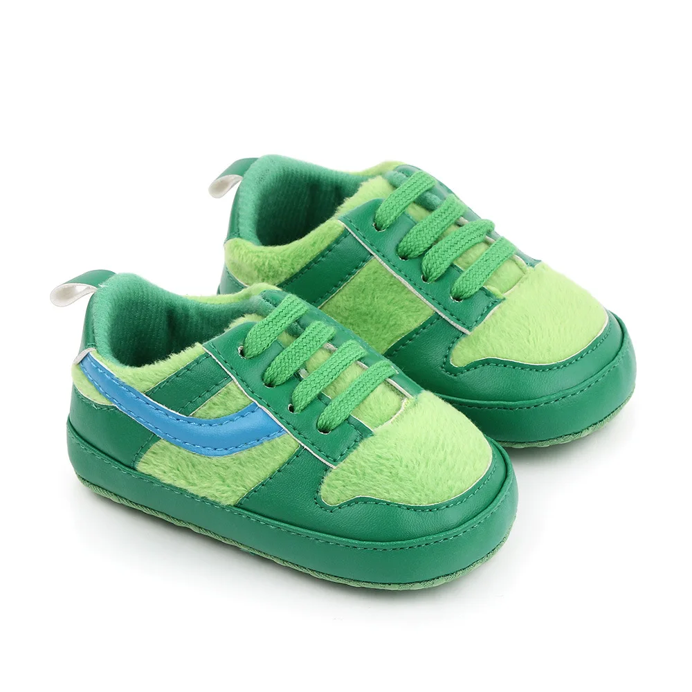 Baby Shoes Newborn Boys Sneaker Girls Two Striped First Walkers Kids Toddlers Lace Up PU Leather Soft Soles Sneakers 0-18 Months - Image 4