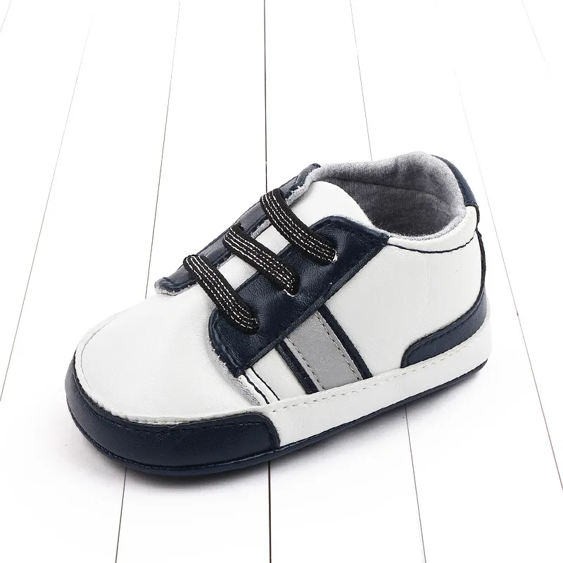 Baby Shoes Newborn Boys Sneaker Girls Two Striped First Walkers Kids Toddlers Lace Up PU Leather Soft Soles Sneakers 0-18 Months - Image 5