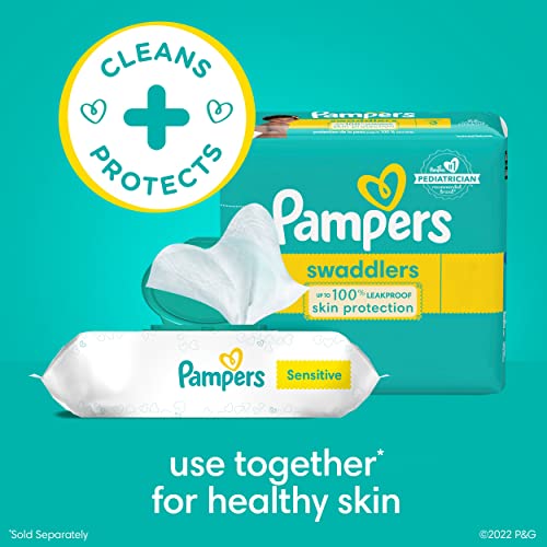 Baby Wipes, Pampers Sensitive Water Based Baby Diaper Wipes, Hypoallergenic and Unscented, 8 Pop-Top Packs with 4 Refill Packs for Dispenser Tub, 864 Total Wipes (Packaging May Vary) - Image 3