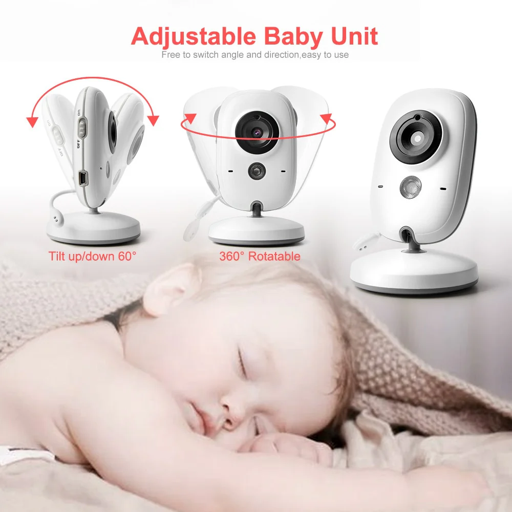 Babyphone sans fil VB603 avec moniteur vidéo LCD, dispositif de surveillance de bébé avec caméra de sécurité et vision nocturne, 2 voies audio et pour parler, 3,2 pouces, 2,4 G, pour babysitter - Image 8