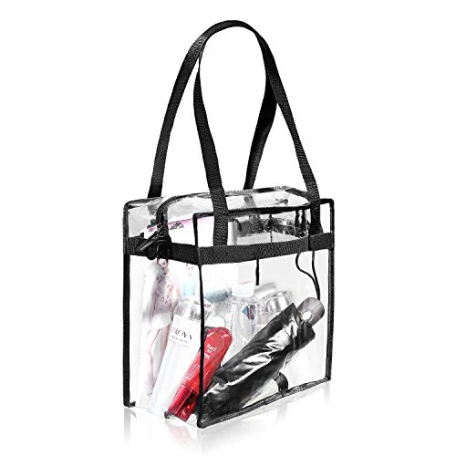 BAGAIL Clear bags Stadium Approved Clear Tote Bag with Zipper Closure Crossbody Messenger Shoulder Bag with Adjustable Strap(12 Inch X 12 Inch X 6 Inch,Black) - Image 4