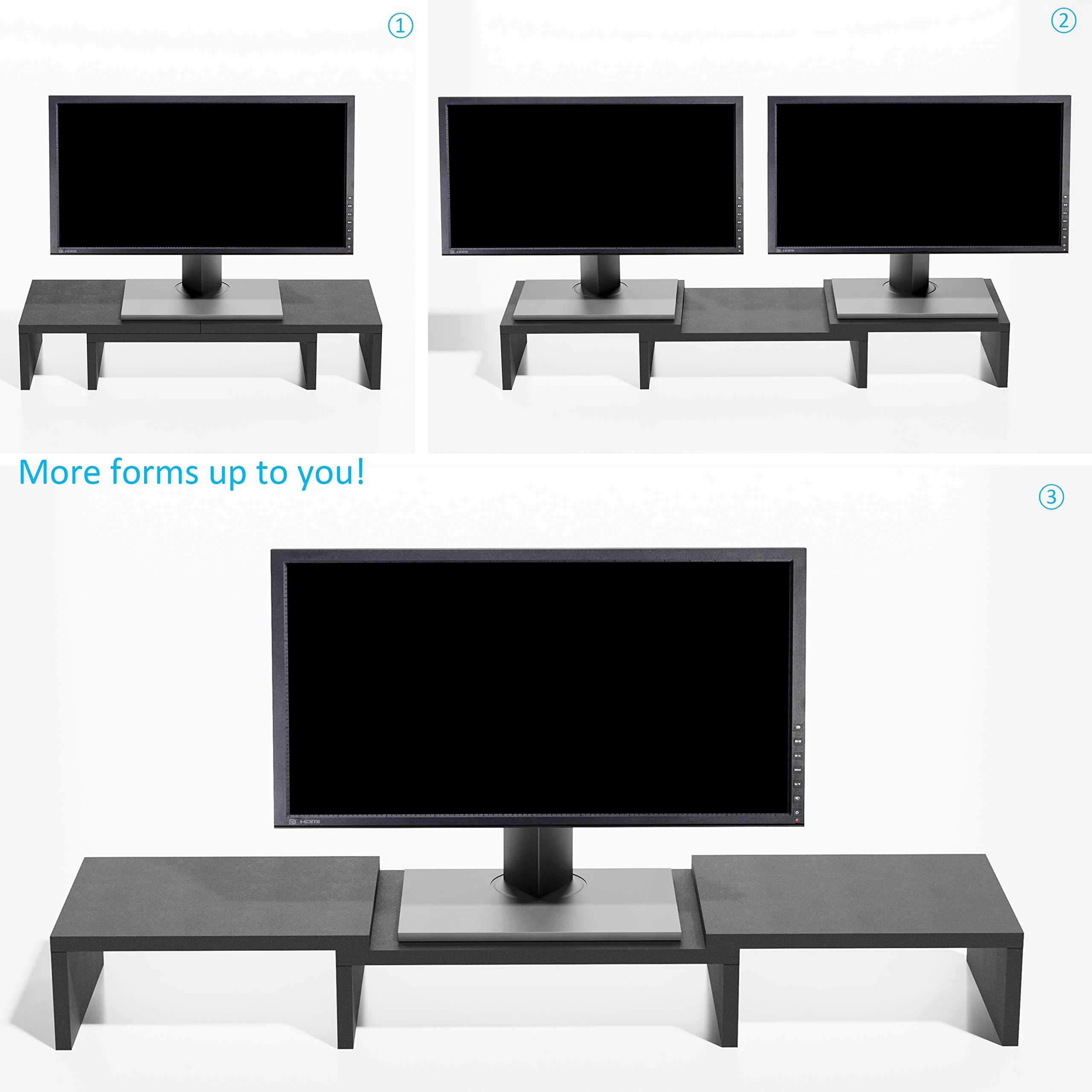 BAMEOS Monitor Stand Computer Riser Desk Organizer Stand Desktop Printer Stand for Laptop Computer Storage Shelf & Screen Holder (Sector-Dual) - Image 2
