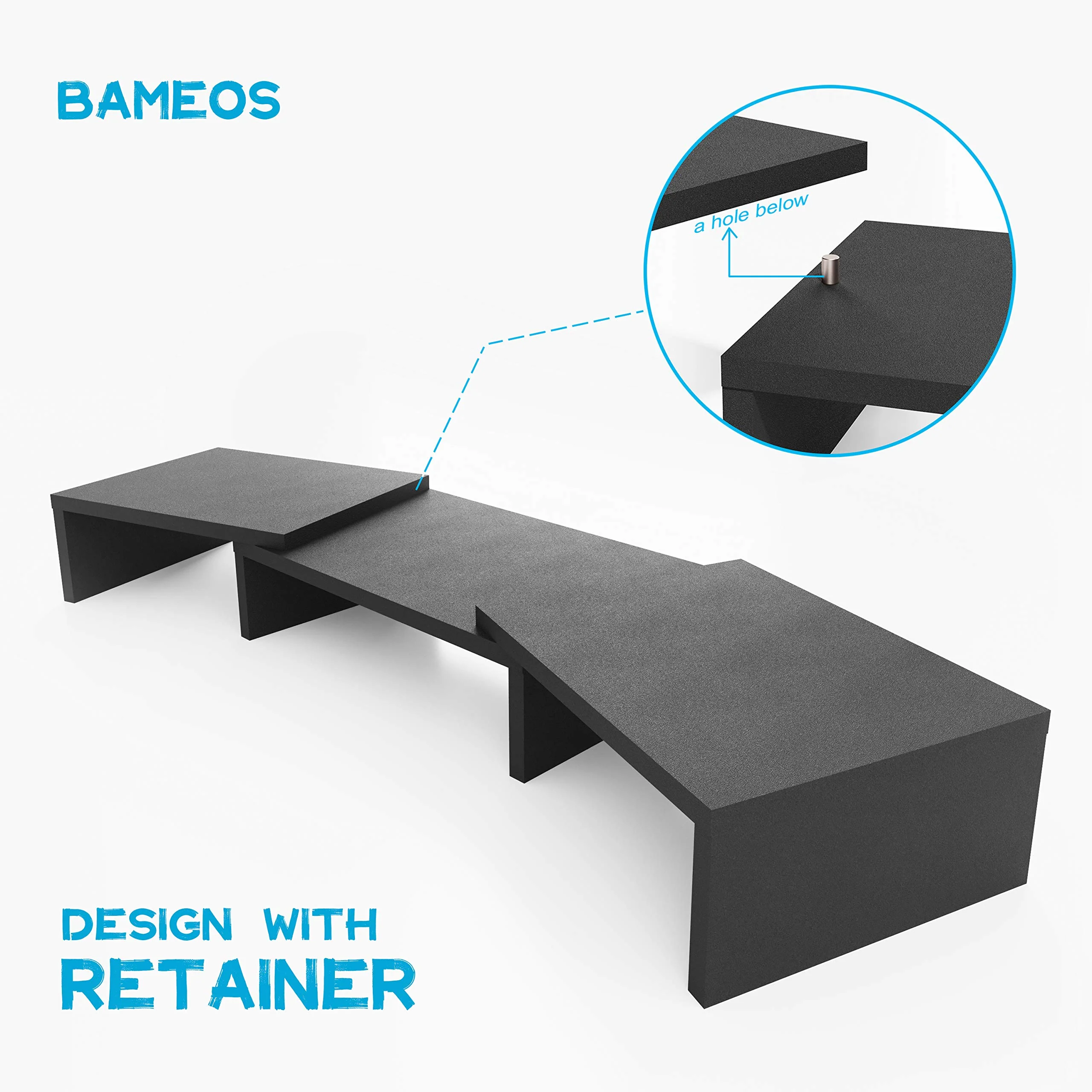 BAMEOS Monitor Stand Computer Riser Desk Organizer Stand Desktop Printer Stand for Laptop Computer Storage Shelf & Screen Holder (Sector-Dual) - Image 3