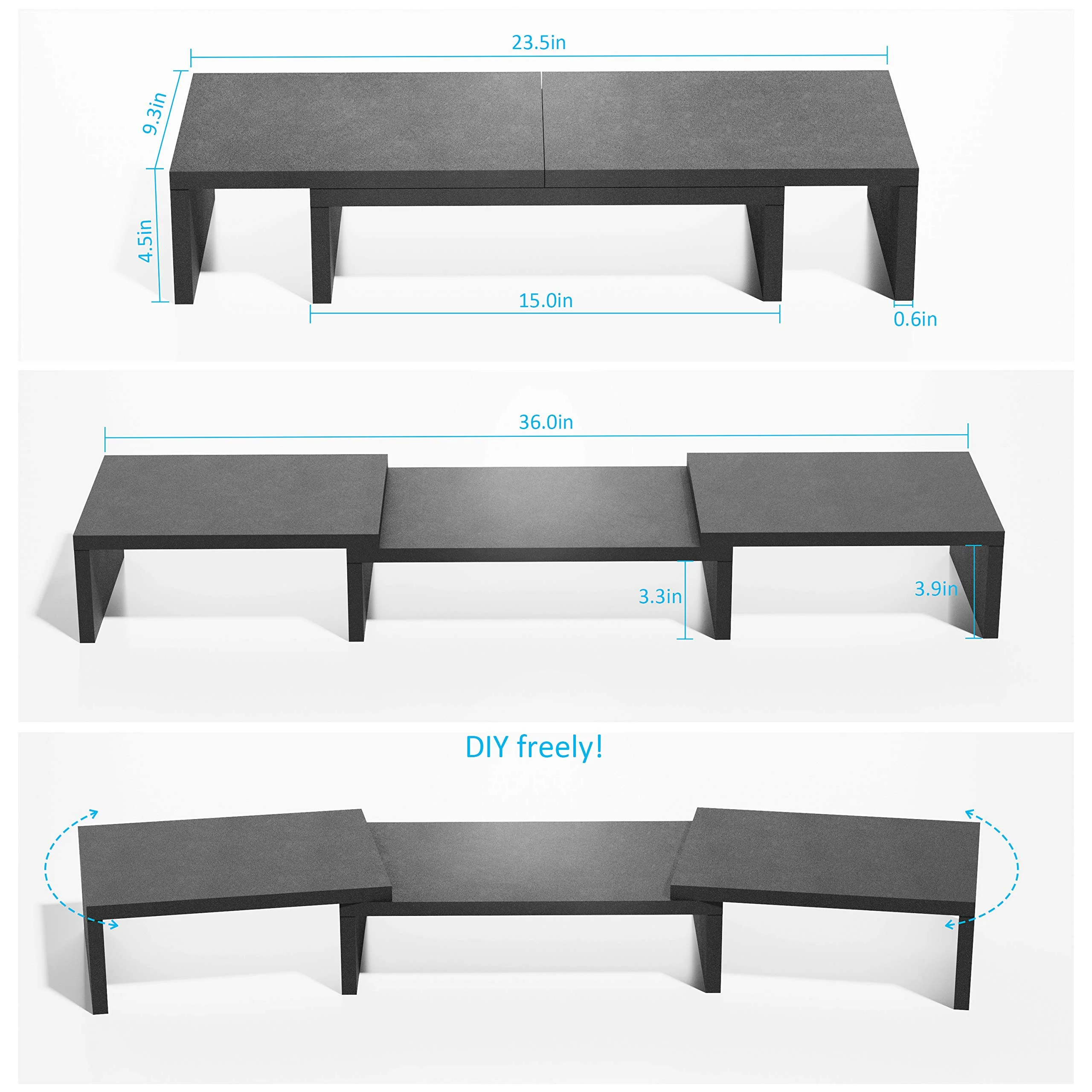 BAMEOS Monitor Stand Computer Riser Desk Organizer Stand Desktop Printer Stand for Laptop Computer Storage Shelf & Screen Holder (Sector-Dual) - Image 4