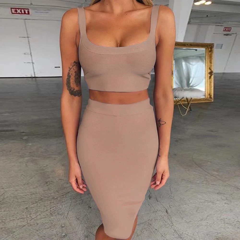Bandage dress sets Women Sexy Two Piece Skirt Set 2022 Summer Lilac Bodycon skirt and top set matching sets For Club Party - Image 11