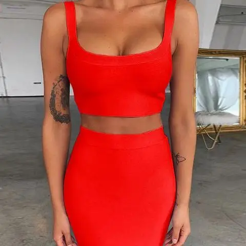 Bandage dress sets Women Sexy Two Piece Skirt Set 2022 Summer Lilac Bodycon skirt and top set matching sets For Club Party - Image 15