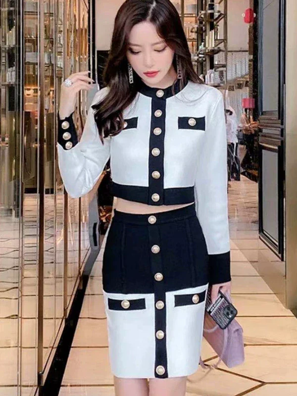Bandage Long-Sleeve Elegant-Piece Set - Image 3
