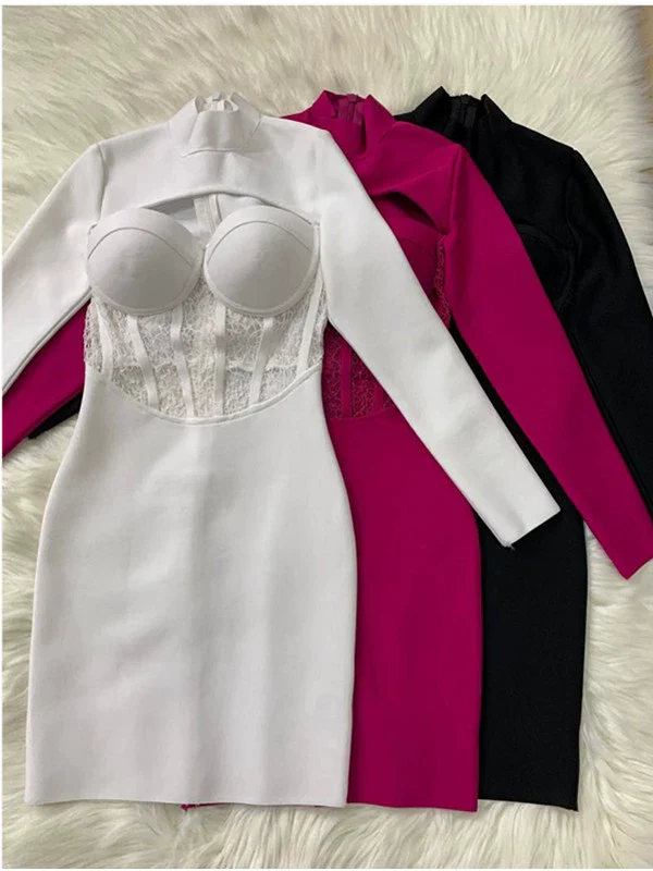 Bandage Long-Sleeved Sexy Lace Evening Wear - Image 9