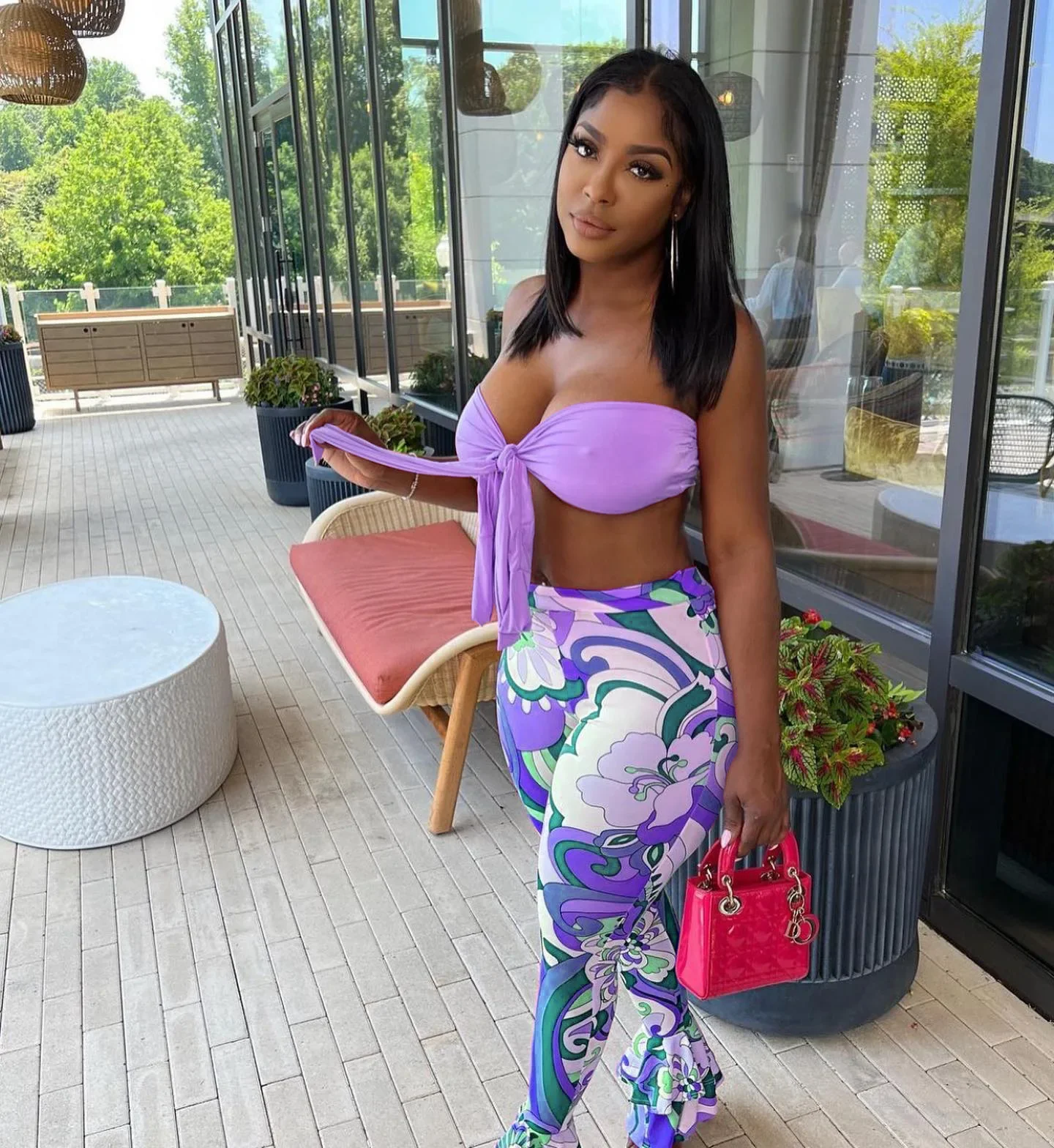 Bandage Two Piece Set Women Outfits Sexy Lace Up Tube Crop Top + Prints Flare Pants Skinny Club Sets Summer Casual Tracksuit y2k - Image 4