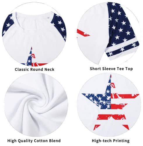BANGELY American Flag T Shirt Women Stars Stripes 4th of July Shirt Raglan Short Sleeve Graphic Patriotic Top Tees (White, Large, l) - Image 3