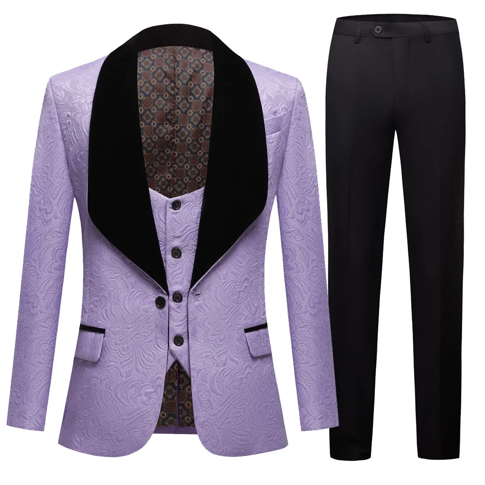 Banquet Feather Embossing Process Designer Blazer Jacket Pants Vest / Men's 2023 New Suit Coat Waistcoat Trouser 3 Piece Set - Image 17